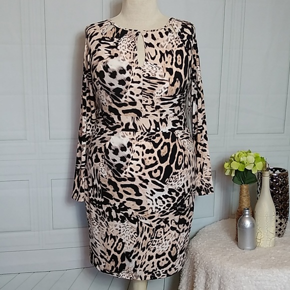 Jennifer Lopez Dresses & Skirts - Jennifer Lopez Leopard Print Long Sleeve Dress XL